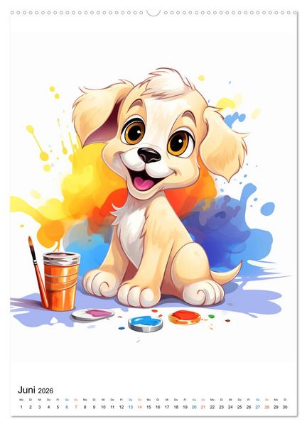 Produktbild: Verspielte Hunde (hochwertiger Premium Wandkalender 2026 DIN A2 hoch), Kunstdruck in Hochglanz