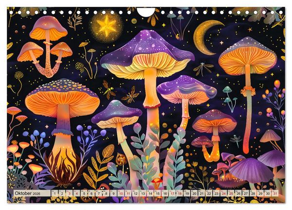 Produktbild: Zauberwelt der Pilze - Fantasievolle Pilze im verwunschenen Wald (Wandkalender 2026 DIN A4 quer), CALVENDO Monatskalender