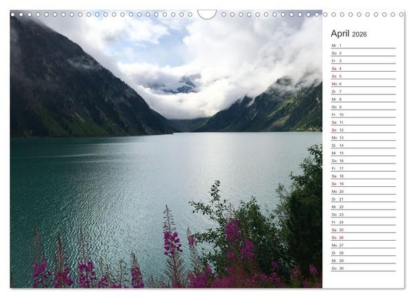 Produktbild: Alpenauszeit - Traumhafte Bergmomente am Wasser (Wandkalender 2026 DIN A3 quer), CALVENDO Monatskalender
