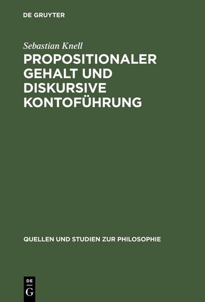 Produktbild: Propositionaler Gehalt und diskursive Kontof&uuml;hrung