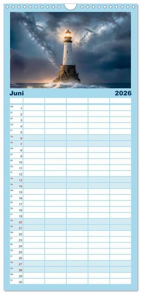 Produktbild: Familienplaner 2026 - Nach Hause finden, die Leuchtt&uuml;rme mit 5 Spalten (Wandkalender, 21 x 45 cm) CALVENDO