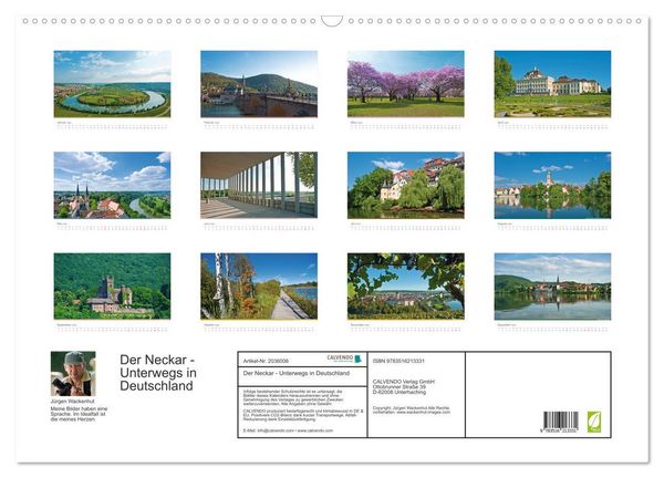 Produktbild: Der Neckar - Unterwegs in Deutschland (Wandkalender 2026 DIN A2 quer), CALVENDO Monatskalender