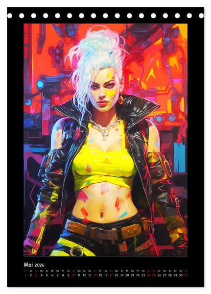 Produktbild: Cyberpunk. Futuristische Heldinnen (Tischkalender 2026 DIN A5 hoch), CALVENDO Monatskalender