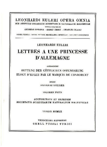 Produktbild: Lettres a une princesse d'Allemagne 1st part