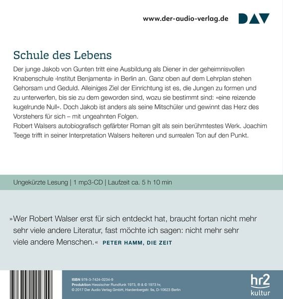 Produktbild: Jakob von Gunten. Ein Tagebuch