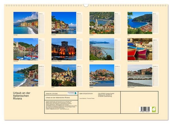 Produktbild: Urlaub an der Italienischen Riviera (Wandkalender 2026 DIN A2 quer), CALVENDO Monatskalender
