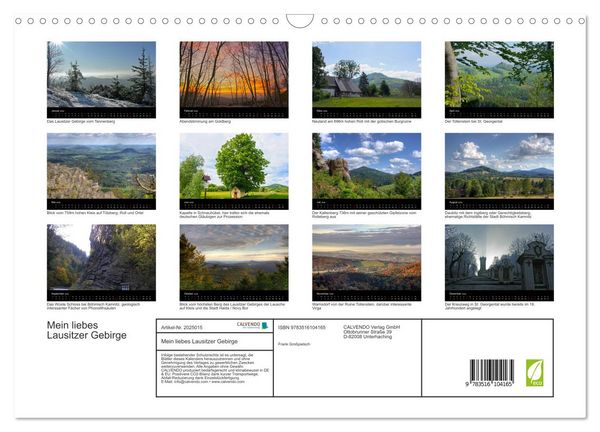 Produktbild: Mein liebes Lausitzer Gebirge (Wandkalender 2026 DIN A3 quer), CALVENDO Monatskalender
