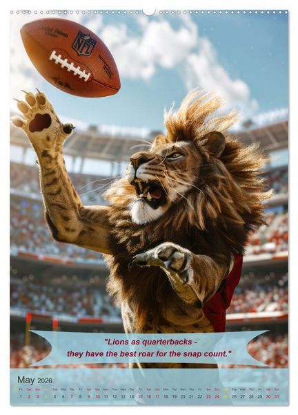 Produktbild: American football with funny animals (Wall Calendar 2026 DIN A2 portrait), CALVENDO 12 Month Wall Calendar