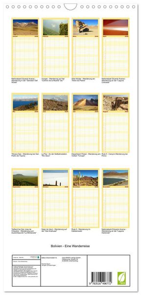Produktbild: Familienplaner 2026 - Bolivien - Eine Wanderreise mit 5 Spalten (Wandkalender, 21 x 45 cm) CALVENDO