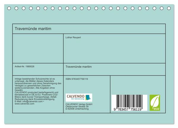 Produktbild: Travem&uuml;nde maritim (Tischkalender 2026 DIN A5 quer), CALVENDO Monatskalender