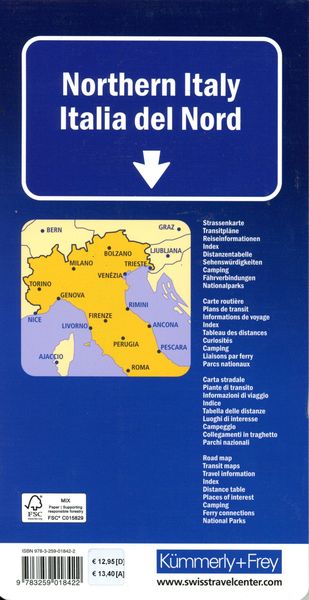 Produktbild: K&uuml;mmerly+Frey Strassenkarte Italien Nord 1:650.000