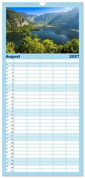 Produktbild: Familienplaner 2027 - Hallstatt und der Hallst&auml;tter See mit 5 Spalten (Wandkalender, 21 x 45 cm) CALVENDO