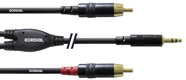 Cordial CFY1,5WCC Audio Adapterkabel [1x Klinkenstecker 3.5 mm - 2x Cinch-Stecker] 1.50 m Schwarz