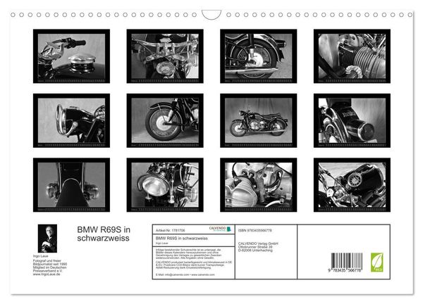 Produktbild: BMW R69S in schwarzweiss (Wandkalender 2025 DIN A3 quer), CALVENDO Monatskalender