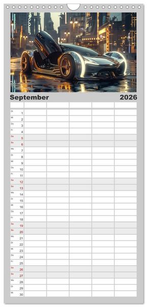 Produktbild: Familienplaner 2026 - Future Rides mit 5 Spalten (Wandkalender, 21 x 45 cm) CALVENDO