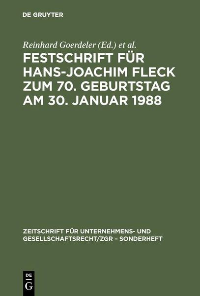 Produktbild: Festschrift f&uuml;r Hans-Joachim Fleck zum 70. Geburtstag am 30. Januar 1988