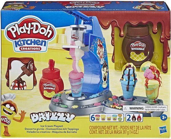 Hasbro E66885L2 - Play-Doh Kitchen, Drizzy Eismaschine mit Toppings, Spielset, Knete
