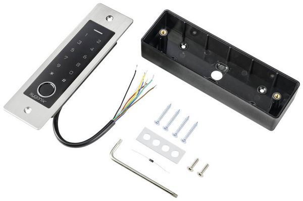 Produktbild: Sygonix SY-5231014 Fingerprint/RFID Zugangssystem Unterputz 12 V/DC, 18 V/DC IP55 mit beleuchteter Tastatur