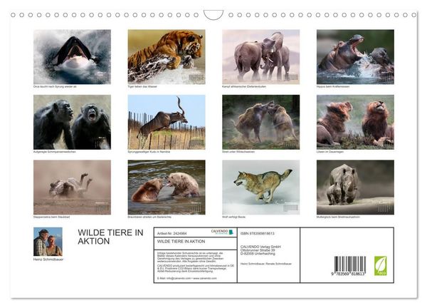 Produktbild: WILDE TIERE IN AKTION (Wandkalender 2027 DIN A3 quer), CALVENDO Monatskalender