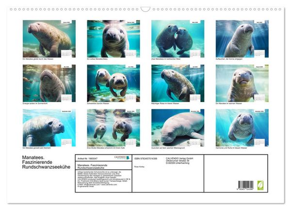 Produktbild: Manatees. Faszinierende Rundschwanzseek&uuml;he (Wandkalender 2026 DIN A2 quer), CALVENDO Monatskalender
