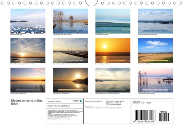 Produktbild: Niedersachsens gr&ouml;&szlig;te Seen (Wandkalender 2022 DIN A4 quer)