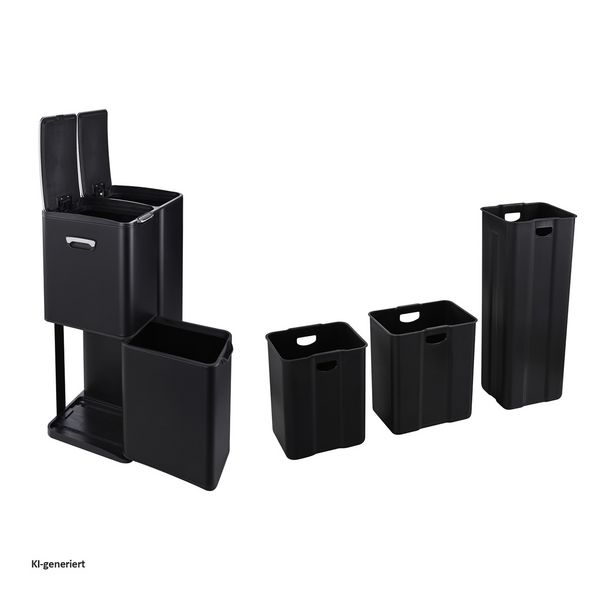Produktbild: HTI-Living M&uuml;lleimer Edelstahl mit 3 Beh&auml;ltern Schwarz M&uuml;lleimer Edelstahl mit 3 Beh&auml;ltern Schwarz