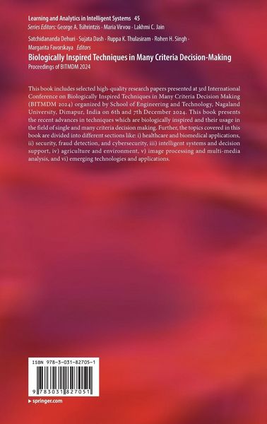 Produktbild: Biologically Inspired Techniques in Many Criteria Decision-Making