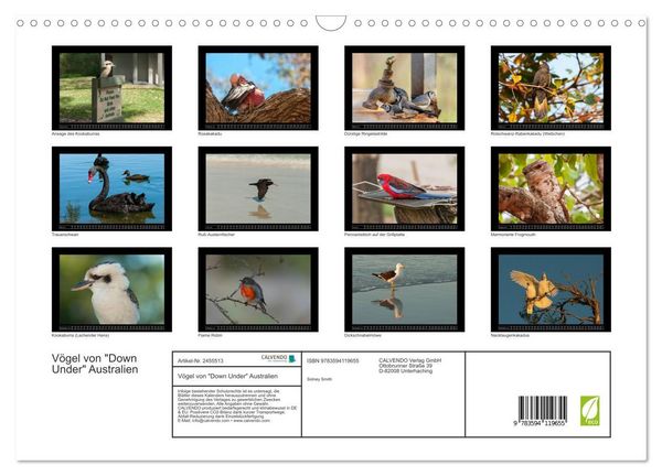 Produktbild: V&ouml;gel von "Down Under" Australien (Wandkalender 2027 DIN A3 quer), CALVENDO Monatskalender