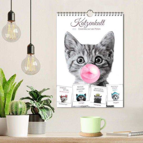 Produktbild: Katzenkult - Coolness auf vier Pfoten (Wandkalender 2026 DIN A4 hoch), CALVENDO Monatskalender