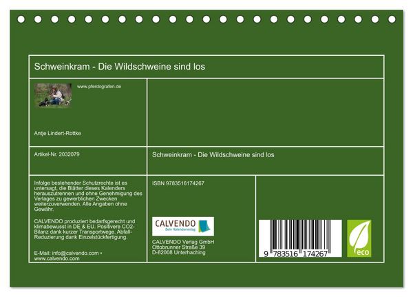 Produktbild: Schweinkram - Die Wildschweine sind los (Tischkalender 2026 DIN A5 quer), CALVENDO Monatskalender