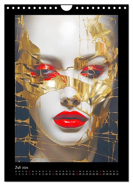 Produktbild: Goldene Portraits. Fusion von Kunst und &Auml;sthetik (Wandkalender 2026 DIN A4 hoch), CALVENDO Monatskalender