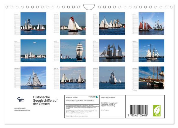 Produktbild: Historische Segelschiffe auf der Ostsee (Wandkalender 2026 DIN A4 quer), CALVENDO Monatskalender