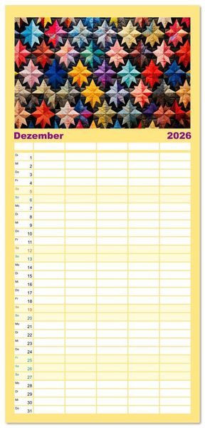 Produktbild: Familienplaner 2026 - Patchwork - Farben und Formen mit 5 Spalten (Wandkalender, 21 x 45 cm) CALVENDO