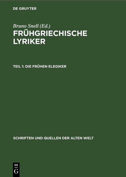 Produktbild: Die fr&uuml;hen Elegiker