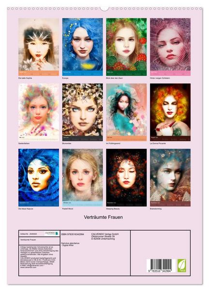 Produktbild: Vertr&auml;umte Frauen (hochwertiger Premium Wandkalender 2026 DIN A2 hoch), Kunstdruck in Hochglanz
