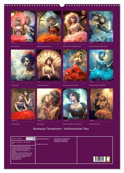 Produktbild: Burlesque T&auml;nzerinnen - Verf&uuml;hrerischer Tanz (Wandkalender 2026 DIN A2 hoch), CALVENDO Monatskalender