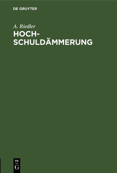 Produktbild: Hochschuld&auml;mmerung