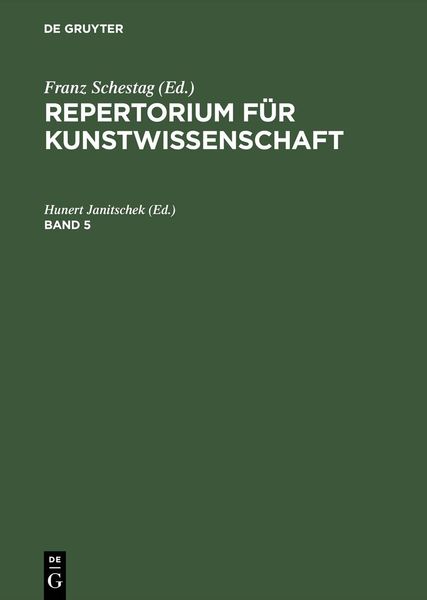 Produktbild: Repertorium f&uuml;r Kunstwissenschaft. Band 5