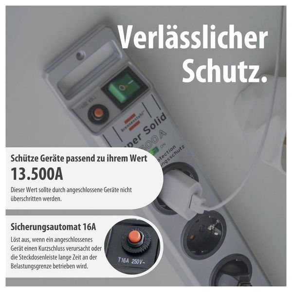 Produktbild: Brennenstuhl 1153340115 Steckdosenleiste mit Schalter 5fach Silber Schutzkontakt 1 St.