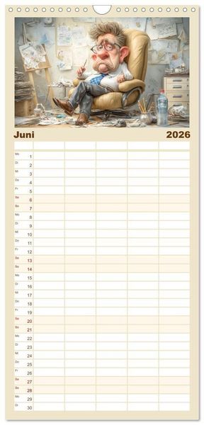 Produktbild: Familienplaner 2026 - Pause ist, wenn der Drucker druckt mit 5 Spalten (Wandkalender, 21 x 45 cm) CALVENDO