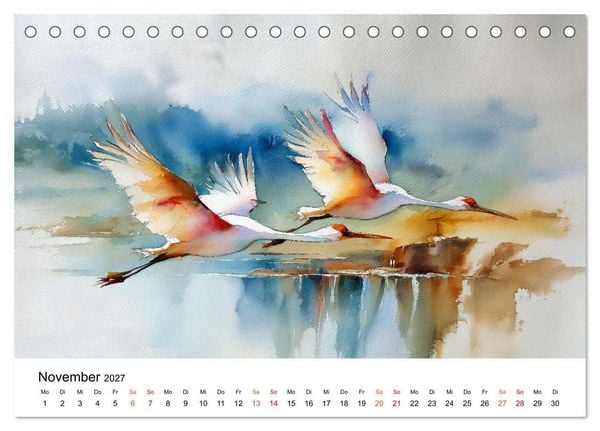 Produktbild: Kraniche zwischen Wind und Weite (Tischkalender 2027 DIN A5 quer), CALVENDO Monatskalender