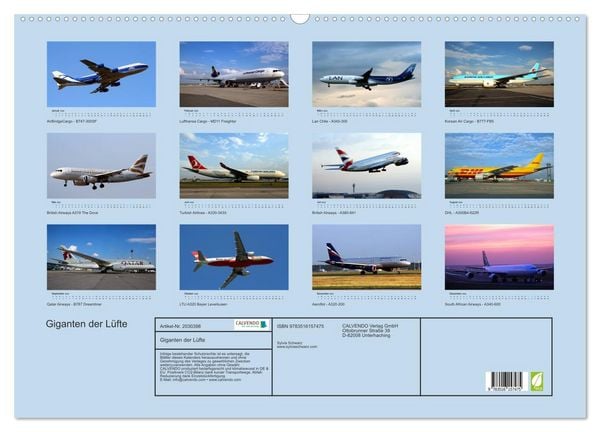 Produktbild: Giganten der L&uuml;fte (Wandkalender 2026 DIN A2 quer), CALVENDO Monatskalender