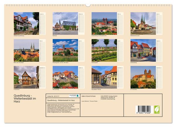 Produktbild: Quedlinburg - Welterbestadt im Harz (hochwertiger Premium Wandkalender 2026 DIN A2 quer), Kunstdruck in Hochglanz
