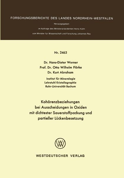 Produktbild: Koh&auml;renzbeziehungen bei Ausscheidungen in Oxiden mit dichtester Sauerstoffpackung und partieller L&uuml;ckenbesetzung