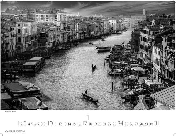 Produktbild: Venedig Kalender 2027 schwarz weiss &ndash; Wandkalender | Fotokalender Italien 42x55 &ndash; mit malerischen Fotos von Venedig , Italien