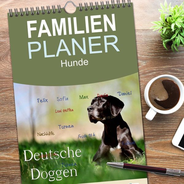 Produktbild: Familienplaner 2026 - Deutsche Doggen / Geburtstagskalender mit 5 Spalten (Wandkalender, 21 x 45 cm) CALVENDO