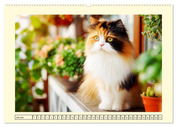 Produktbild: Edle Perserkatzen. Leises Schnurren in Haus und Garten (hochwertiger Premium Wandkalender 2026 DIN A2 quer), Kunstdruck in Hochglanz