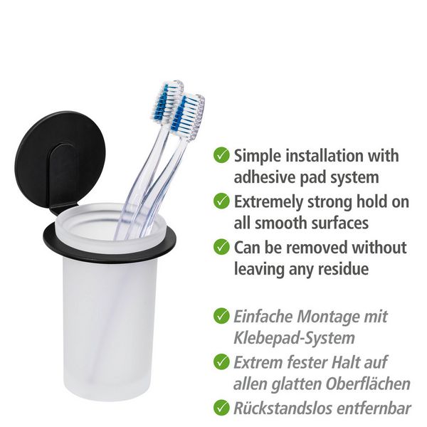 Produktbild: Turbo-Loc&reg; Zahnputzbecher Mod. Bivio Black matt, aus satiniertem Glas