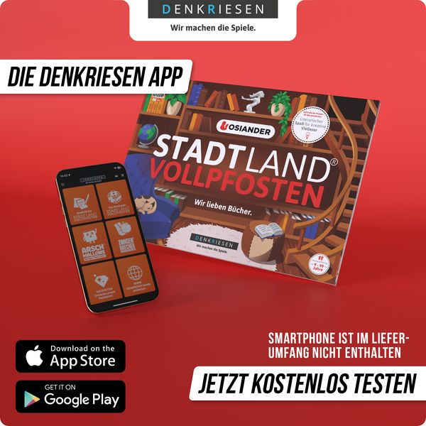 Produktbild: DENKRIESEN - Stadt Land Vollpfosten&reg; Thalia Edition &ndash; Osiander "Wir lieben B&uuml;cher." &brvbar; A4 Spielblock