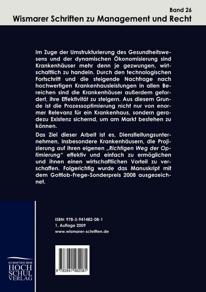 Produktbild: Prozessoptimierung am Beispiel der Einf&uuml;hrung eines neuen selbstverantwortlichen Arbeitsplanungsmodells im Hanse-Klinikum Wismar